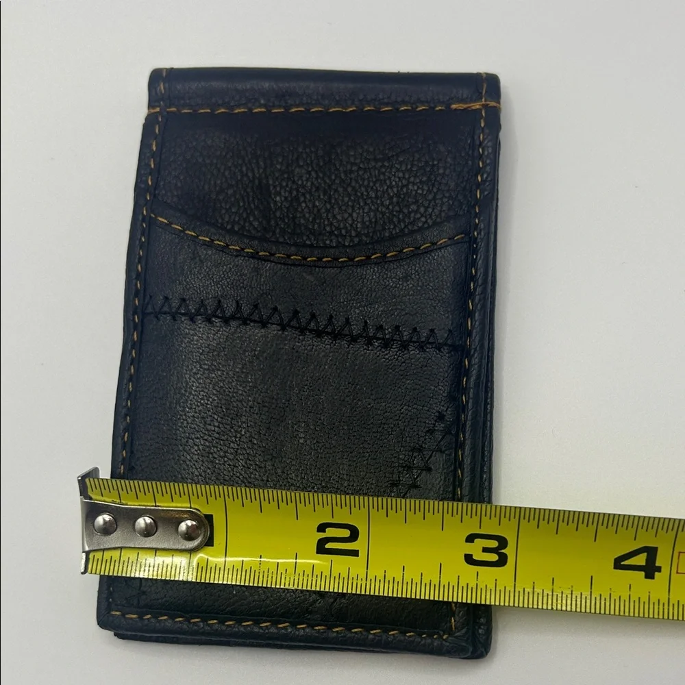 Black Leather Money Wallet - Minimalist Men's Accessory